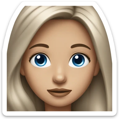 glamorous girl with long brown hair and blue eyes sticker