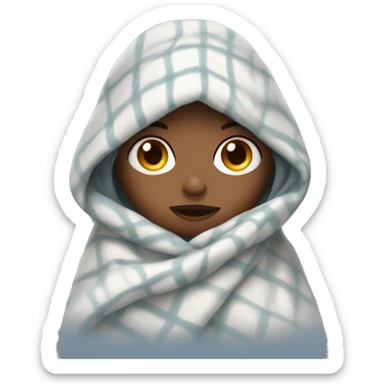 Cold girl in blanket  sticker