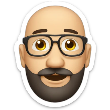 bald headed spanish guy chubby face full black beard and rimless round glasses sticker