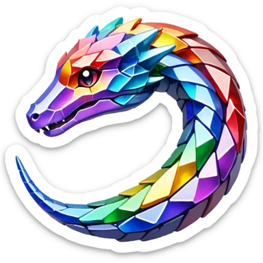 ouroboros serpent made of rainbow crystal shards sticker