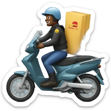 a food delivery rider on a rib with high waves sticker
