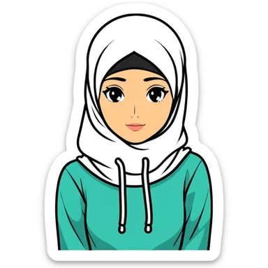 Hijabi wearing a hoodie sticker