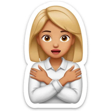 Woman crossed arms holding neck with tongue out sticker