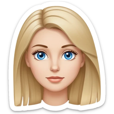 a white woman with brunette hair that has little blonde highlights and blue eyes with long eyelashes  sticker