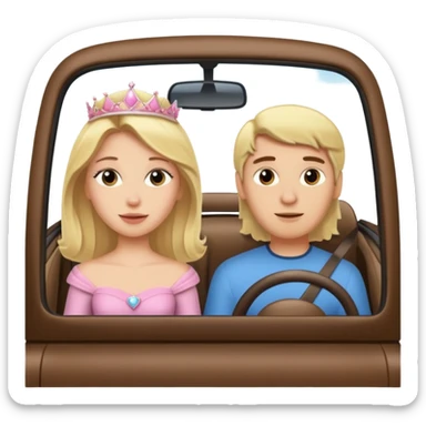 Blonde Passenger princess in car with boyfriend with brunette brown hair sticker