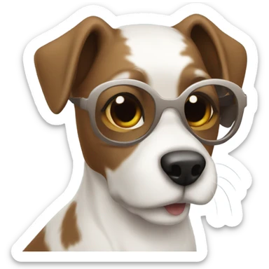 Braided Brown hair woman in sunglasses doing dog agility with smaller white dog sticker