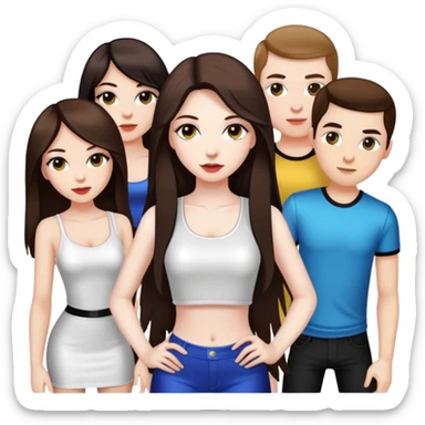 girls clubbing with girl with  long dark brown hair and pale skin wearing clubbing outfit  sticker