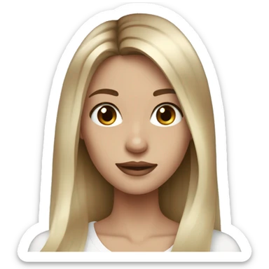 Girl with hair balayage blonde and brown. Skinny hair long skin white  sticker