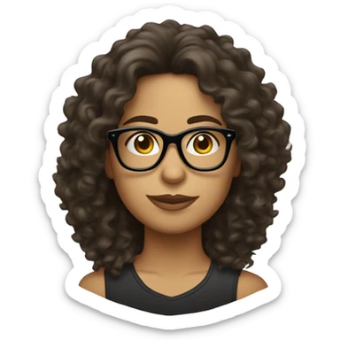 long curly hair black glasses white latina sticker