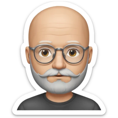 Bald man with salt and pepper beard and glasses sticker