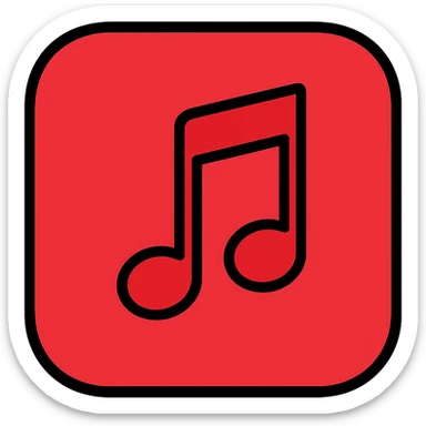 red music note app icon, simple, modern, red color sticker