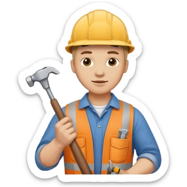 a handyman holding a hammer and a screwdriver sticker