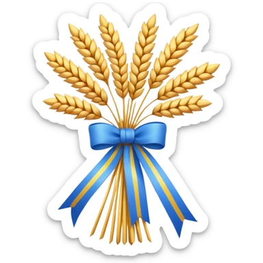 Emoji of a wheat sheaf tied with a ribbon, Ukrainian Christmas symbol, flat emoji style sticker