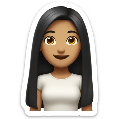 a girl with long black hair olive skinned happy expression upper body  sticker