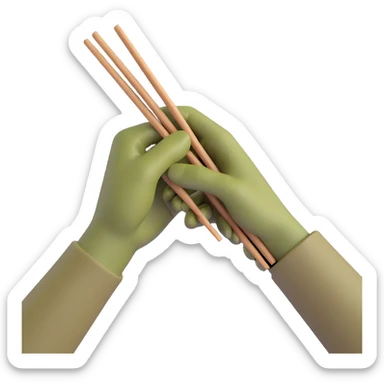 olive colored hand holding chopsticks sticker