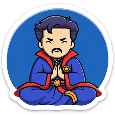 Doctor Strange in meditation pose floating sticker