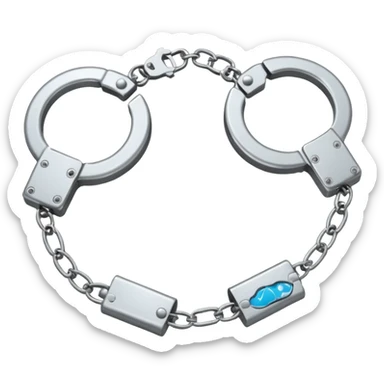 cracking handcuffs with little effects of cracks with 4k minimalistic sticker