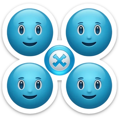 blue emoji with psi (ψ) symbol, modern and clear look sticker