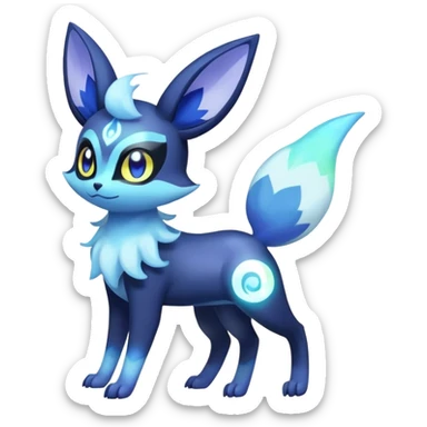 Nebulae Noibat-Meowstic-Umbreon-Fakémon-hybrid-creature (full body)  sticker
