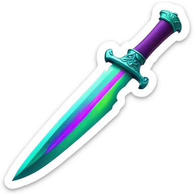 45° angle Aurora borealis purple teal lime green dagger knife sword sticker