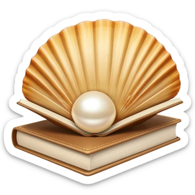 Open beige shell with pearl and beige books sticker