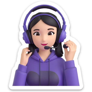 excited gamer girl in headphones sticker