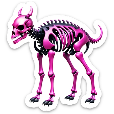 A black and pink gradient epic shiny cool edgy skeletal animal, full body sticker