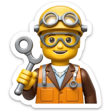 Steampunk Inventor yellow lego toy sticker
