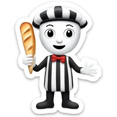 Mime holding a baguette sticker