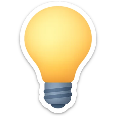 minimalist flat design icon of a light bulb, vector style, centered on a plain background, clean lines, smooth gradients, modern color palette, suitable for app or UI design sticker