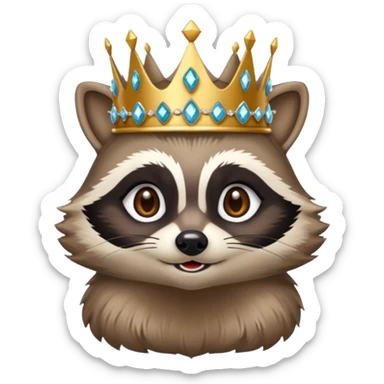 queen racoon with jewelled crown  sticker