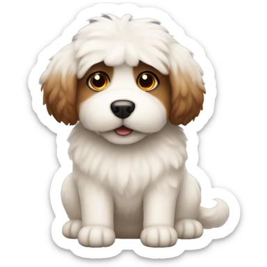 off white fluffy dog with brown eyes sticker