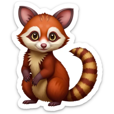 Dark Brownish red soft natural realistic romantic vintage antique divine beautiful elegant pretty precious cute young youthful  Fakémon-Pokémon-alien-opossum-genet-civet-red-panda-feline-rodent-hybrid-creature (full body) sticker