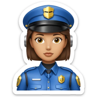 half robot cop woman sticker