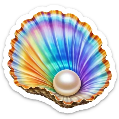 Rainbow oyster Shell with pearl sticker