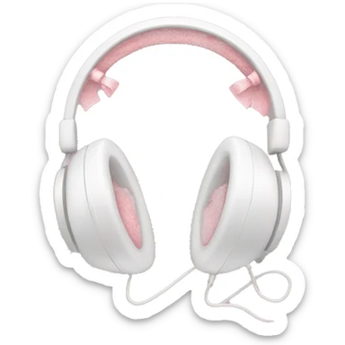 White headphones with light pink lace bows on the sides sticker