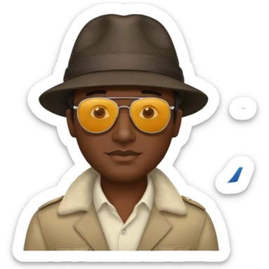 Visage homme créole réunionnais avec chapeau arrive avion sticker