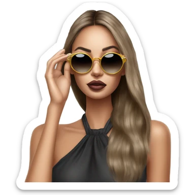 Hyper Realistic beautiful high fashion model putting on sunglasses  sticker