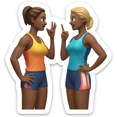 2 woman in sportswear talking to eachother sticker