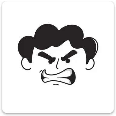 angry face hand drawn doodle style sticker