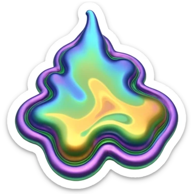 3D render of Oil Slick, toxic waste aesthetic, bubbling liquid, industrial warning texture. sticker