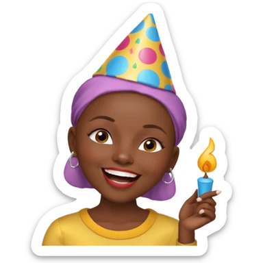 Classic mustang dark women with shaved head sing happy birthday sticker