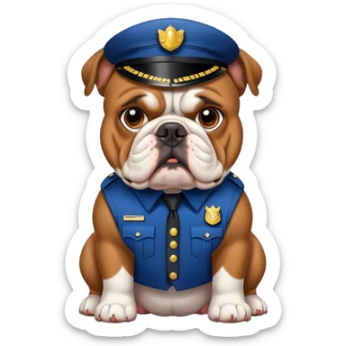 english bulldog wearing a security uniform sticker