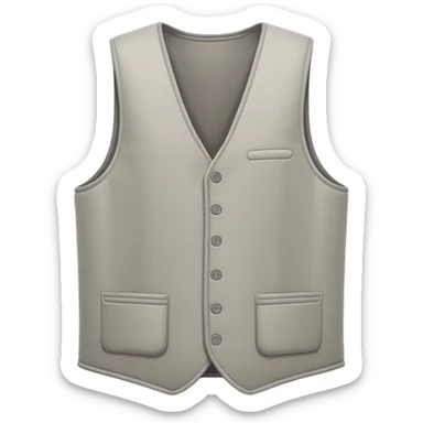 A 3D Apple-style emoji of a simple sleeveless vest (yelek), front view, minimal and clean design, soft fabric texture, neutral colors, cartoon-like and cute style sticker
