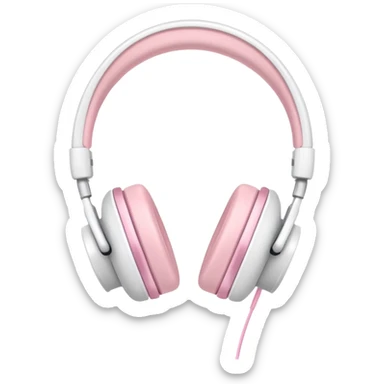 White Headphones With Pastel Pink Bow sticker