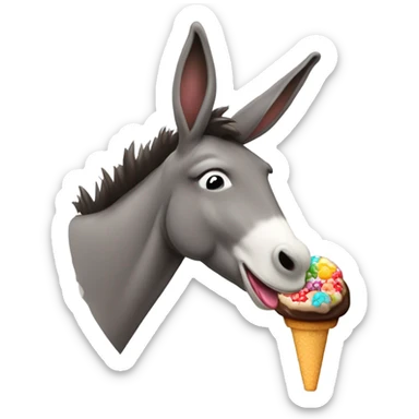A donkey licking a fudge pop sticker