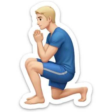 man kneeling on two knees side view sticker