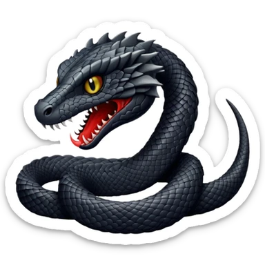full body of black viper with fangs, front face  sticker