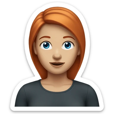 Redhead blue eyes female straight hair sticker