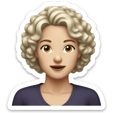 White woman with dark short curly hair sticker